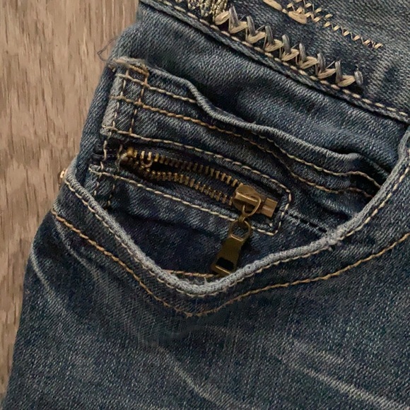 Ariya Blue Denim Shorts with Rhinestone pockets - Picture 2 of 6